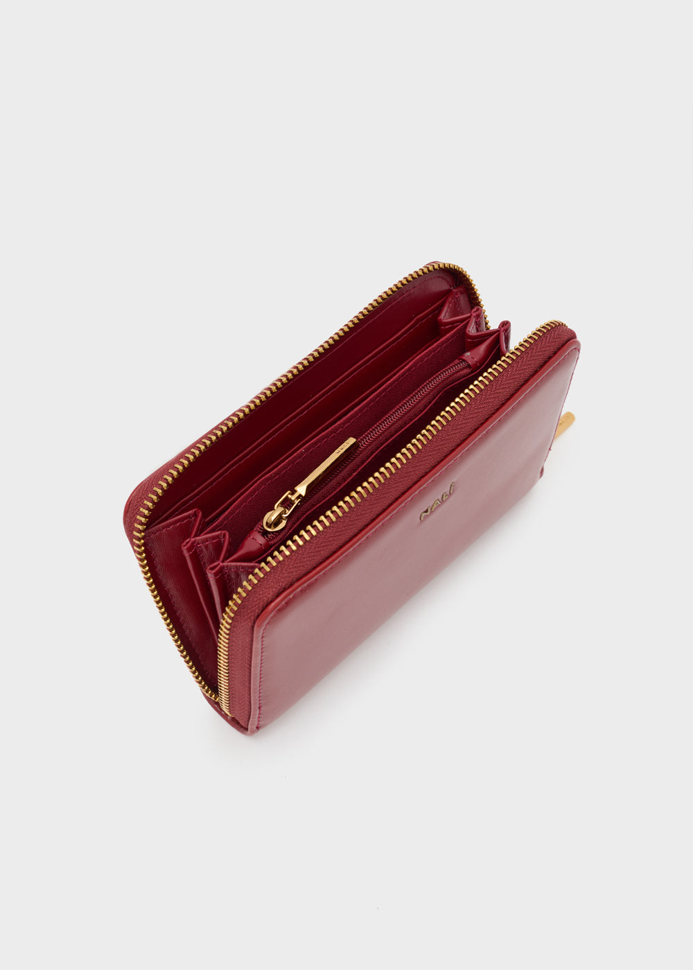 Nalì portafogli teda big burgundy in pelle burgundy con design minimalista e cerniere oro tono oro