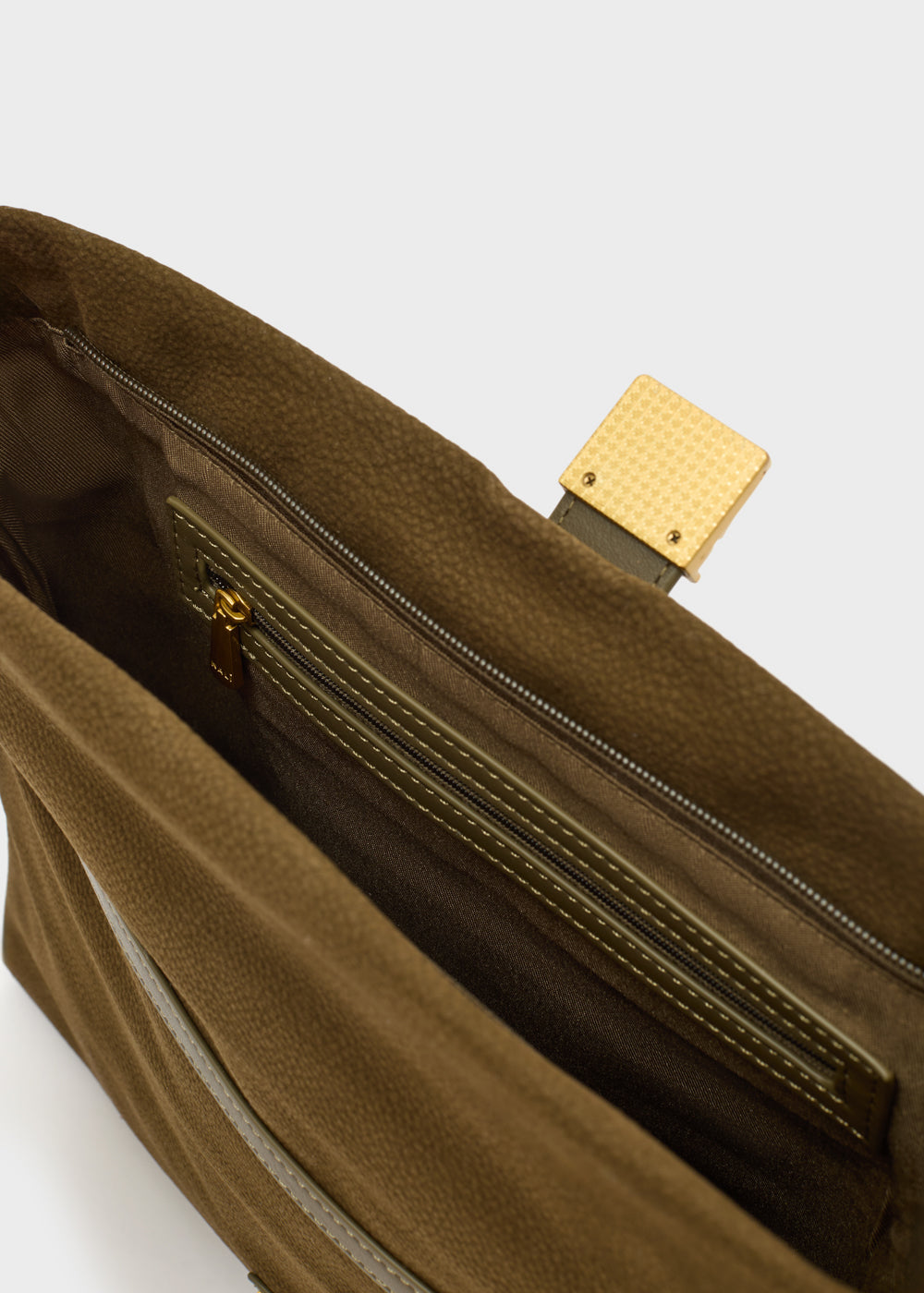 Olive green suede crossbody bag with gold-tone hardware and textured square clasp nalì a spalla allegra verde