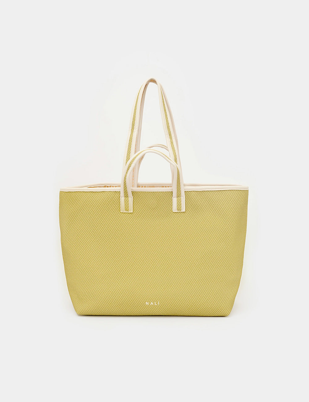 Borsa tote Nalì A Spalla Kasia Double Gialla gialla pallida con manici crema