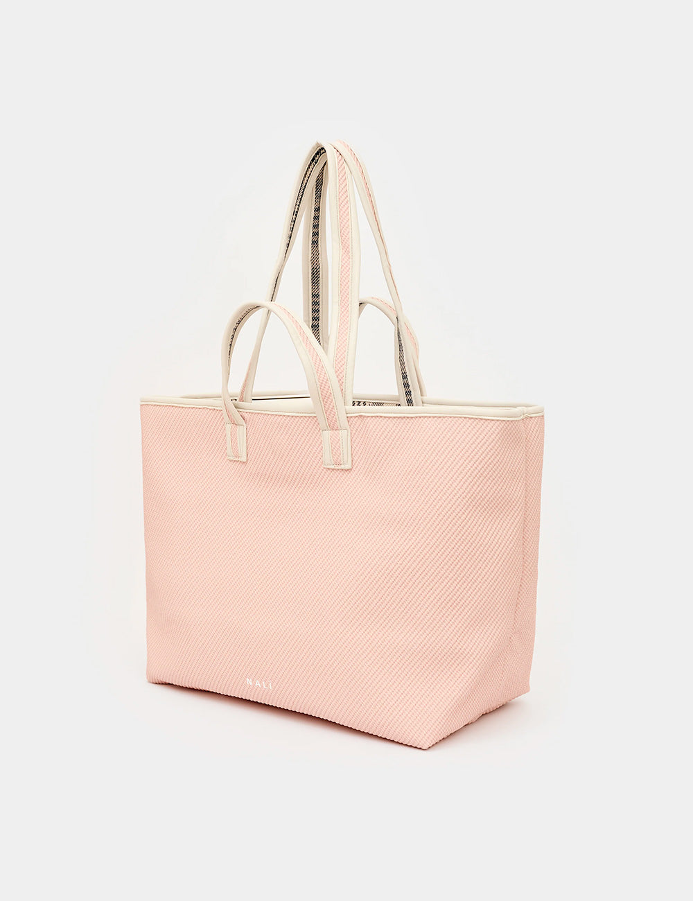 Borsa tote Nalì A Spalla Kasia Double Nera rosa con manici crema