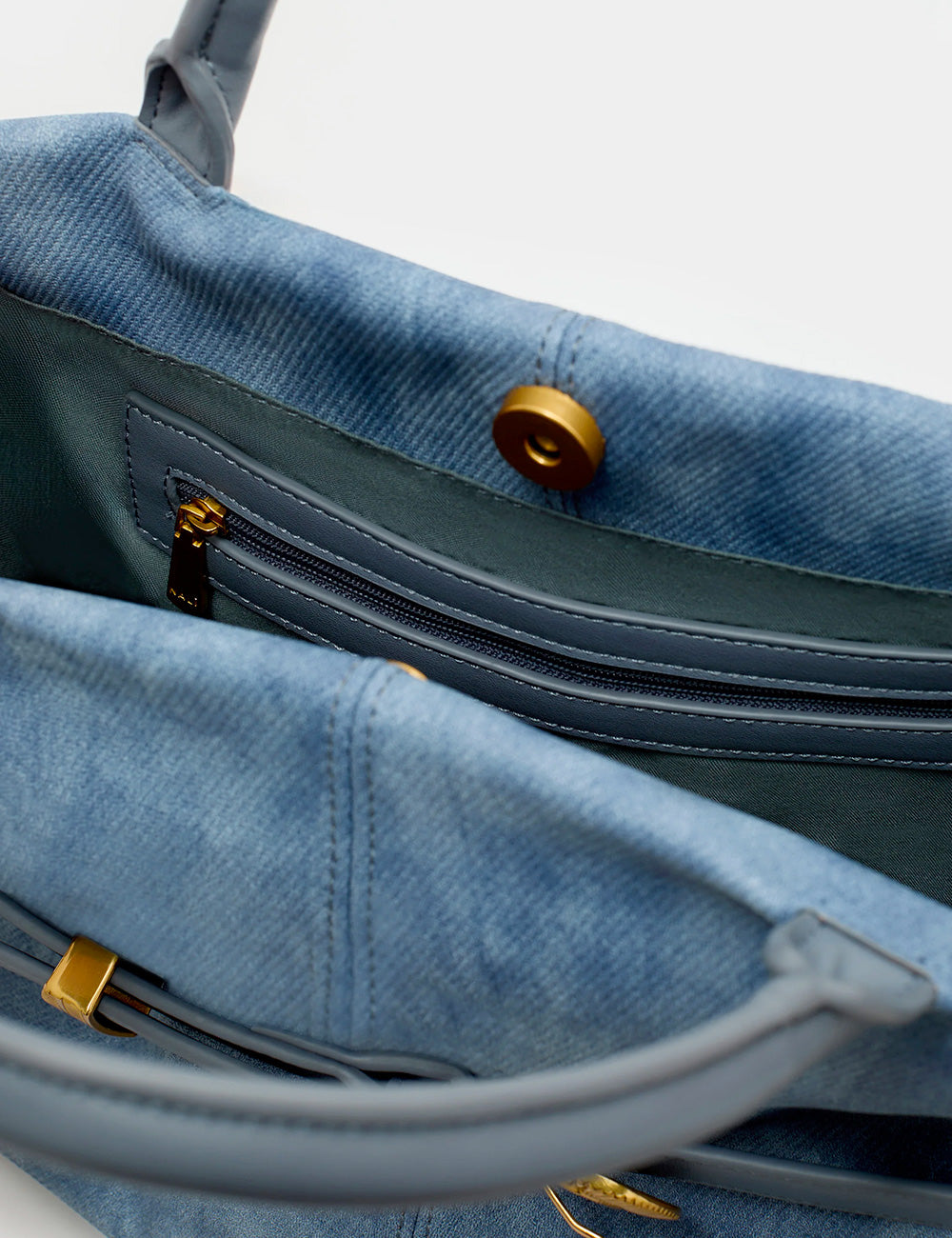 Borsa Nalì A Mano Melissa Blu in suede denim blue con manici strutturati e hardware oro
