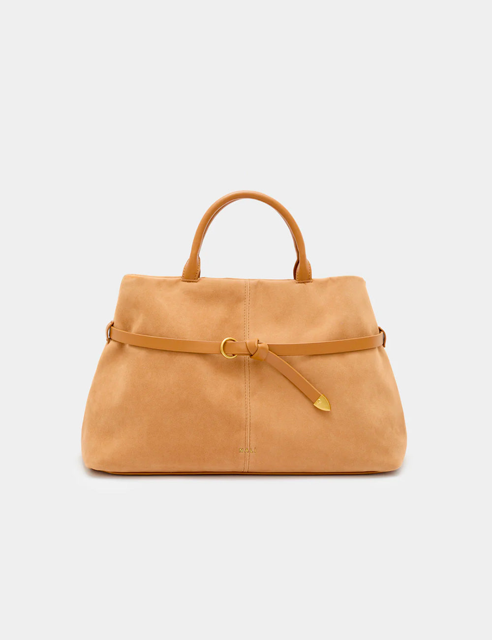 Borsa tote in pelle nocciola Nalì A Mano Melissa New con cintura a fiocco e hardware dorato