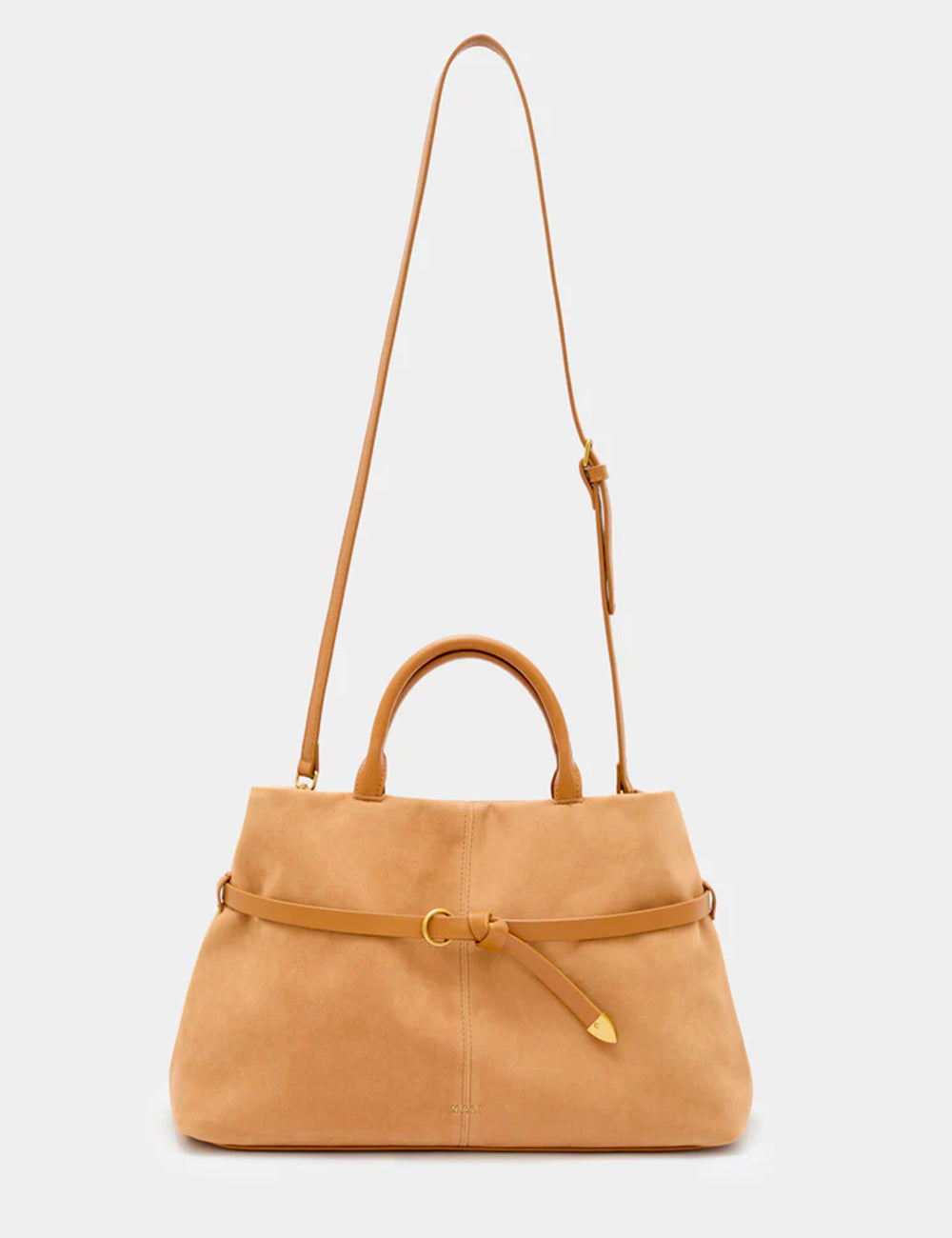 Borsa tote Nocciola Nalì A Mano Melissa in suede con cintura fiocco