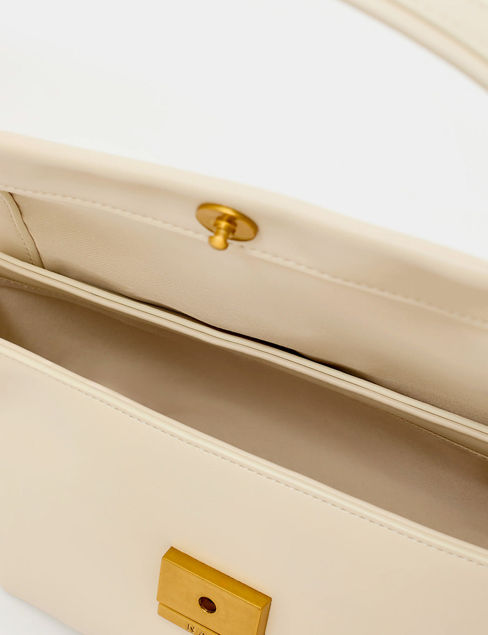 Borsa Nalì A Spalla Toledo Bianca in pelle avorio con hardware oro