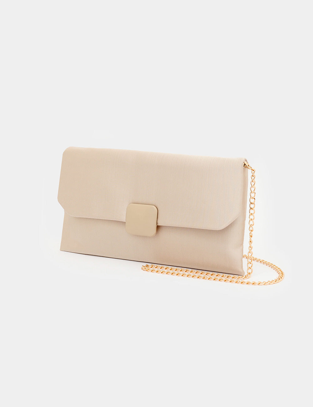 Pochette Nalì Valencia Crema beige con catena dorata e chiusura quadrata oro