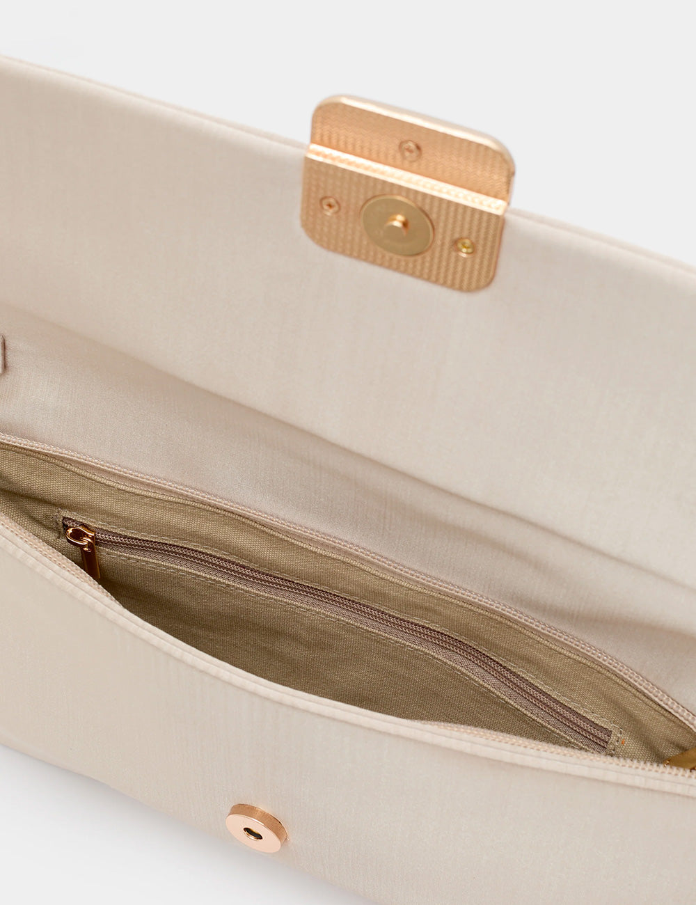 Pochette Nalì Valencia Crema, crema con chiusura rettangolare oro