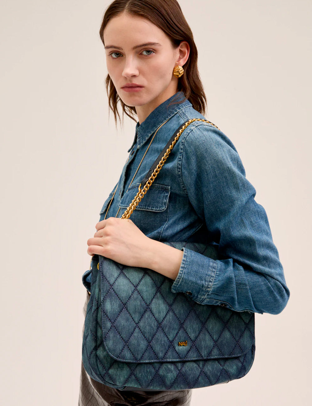 Nalì A Spalla Demi Flap Denim Blu