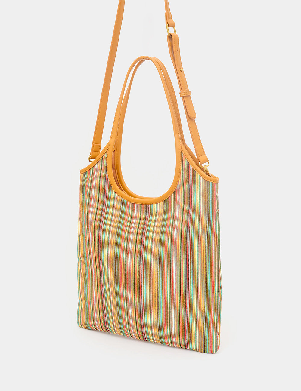 Borsa tote Nalì A Spalla Atene Gialla con righe vivaci e bordi gialli