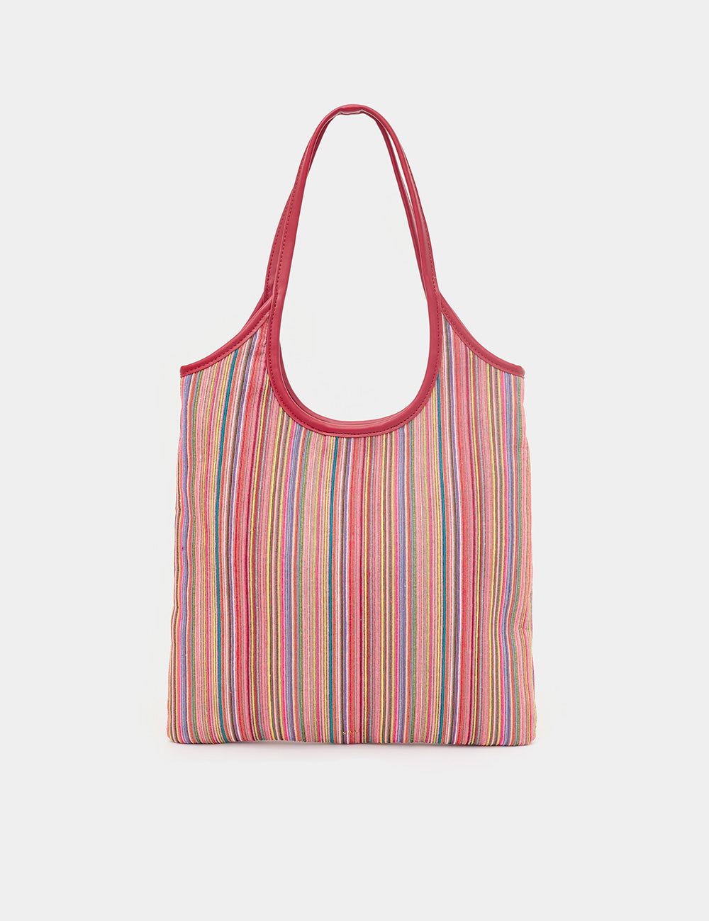 Borsa Nalì A Spalla Atene Bordeaux con righe verticali vibranti e bordo rosso