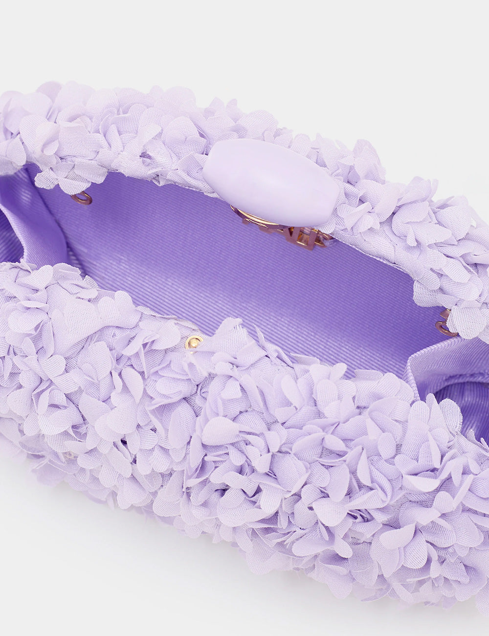 Clutch Nalì Cloud Lilla in lilla con chiusura ovale e texture floreale