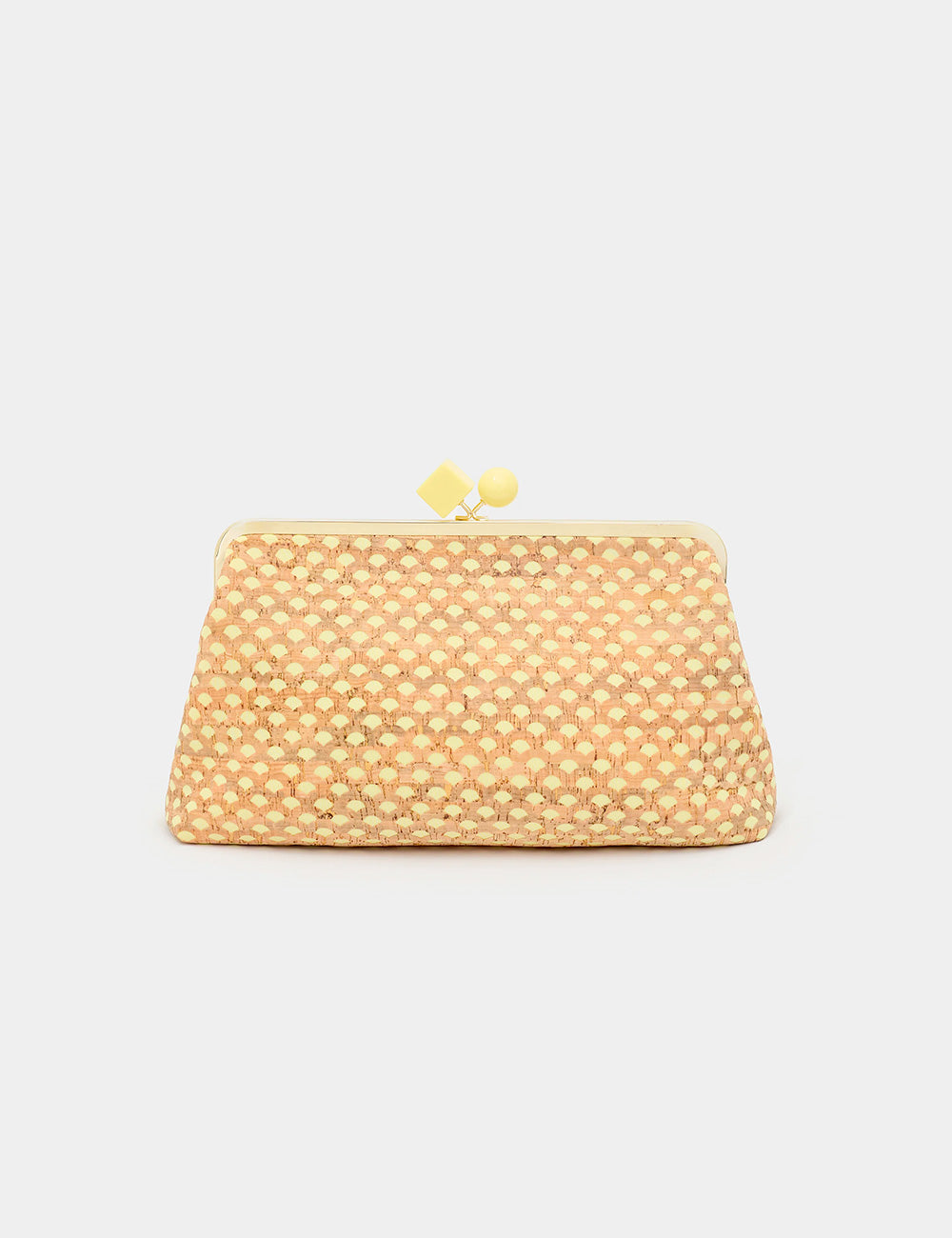 Pochette Nalì Nadia Gialla beige intrecciata con chiusura gialla e pompon