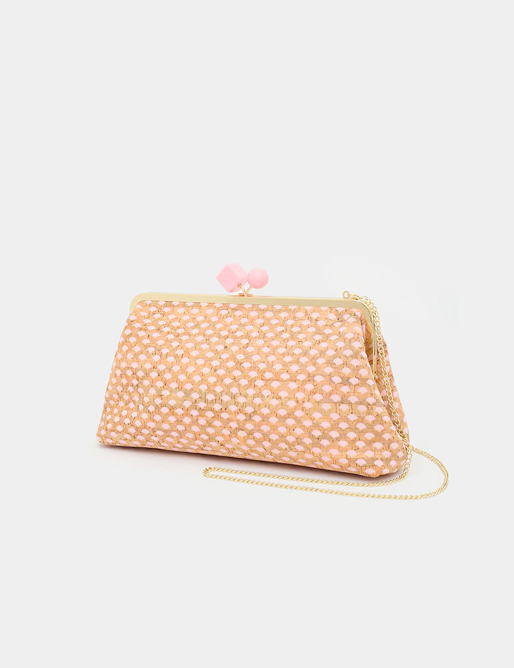 Pochette Nadia Rosa Nalì rosa con cornice dorata e catenella