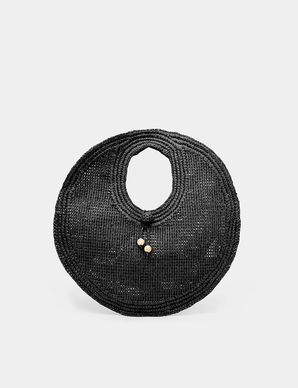 Borsa Nalì A Spalla Jackie Nera nera in paglia intrecciata con bottoni perla
