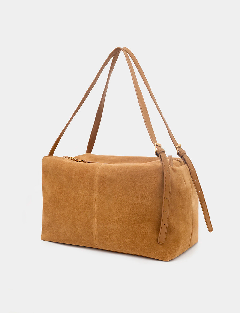 Borsa a spalla Nalì June Marrone in suede tan con cinghie e zip