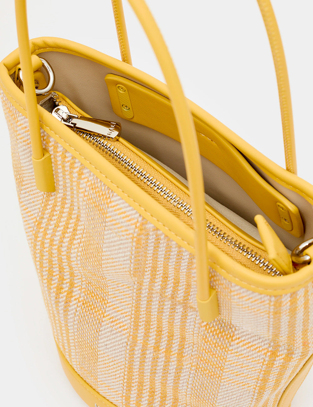 Borsa tote Nalì Secchiello Kasia Giallo con manici e cerniera oro