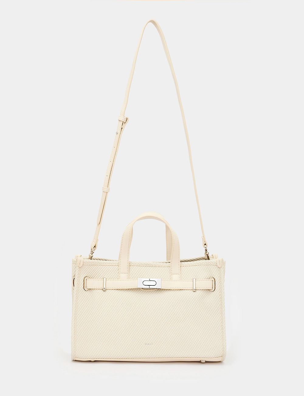 Borsa Nalì A Mano Bexhill Beige, panna testurizzata con fibbia argento