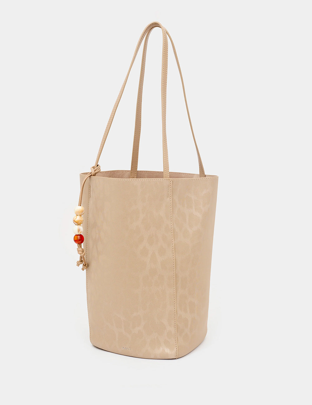 Borsa tote Nalì A Spalla Perth Beige in pelle con nappa e nappina decorativa