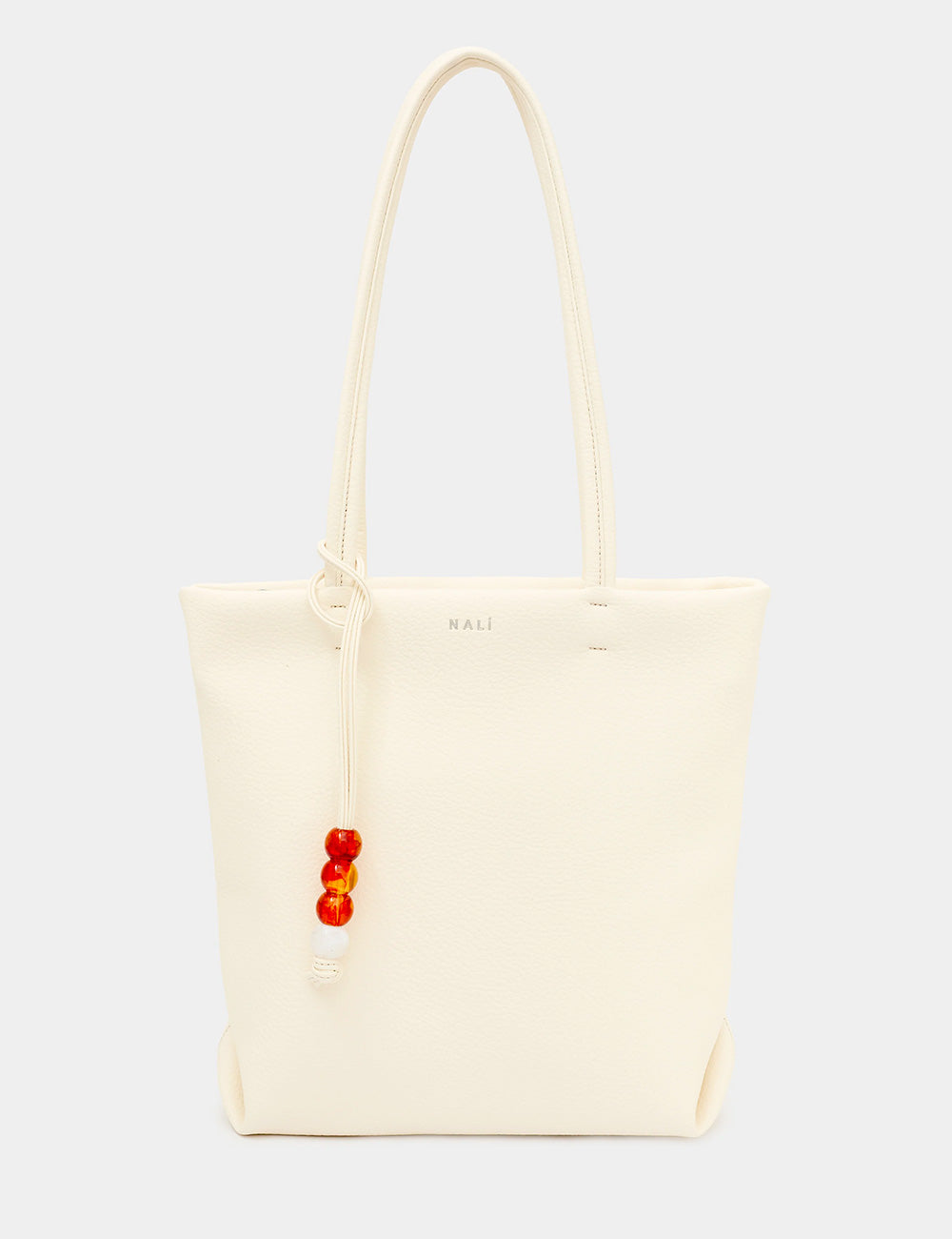 Borsa Nalì A Spalla Toronto Small Bianca, panna con manici bianchi e nappa