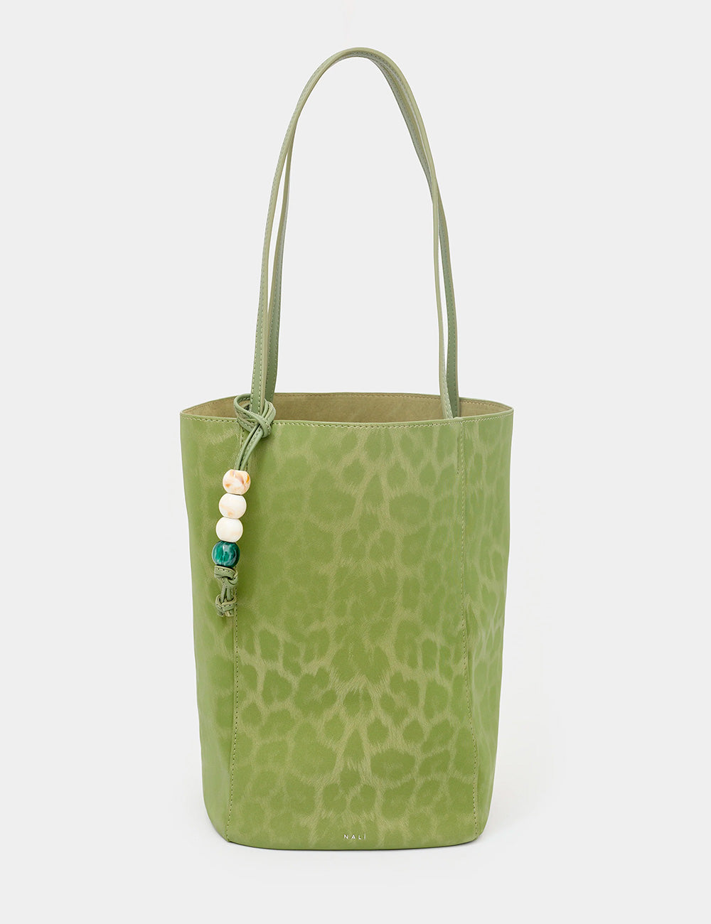 Borsa Nalì A Spalla Perth Verde in suede verde salvia con stampa leopardata