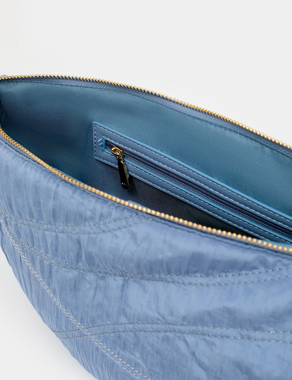 Borsa Nalì A Spalla Holly Blu azzurra trapuntata con cerniera oro