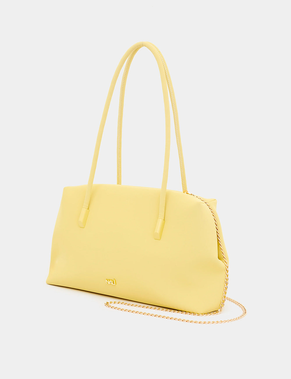 Borsa Nalì A Spalla Cassi Big Gialla, gialla chiara strutturata in pelle liscia