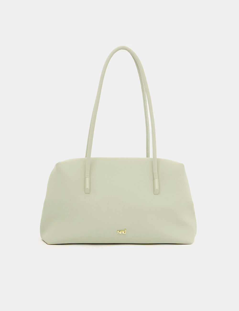 Borsa Nalì A Spalla Cassi Big Verde in off-white minimalista con manici sottili