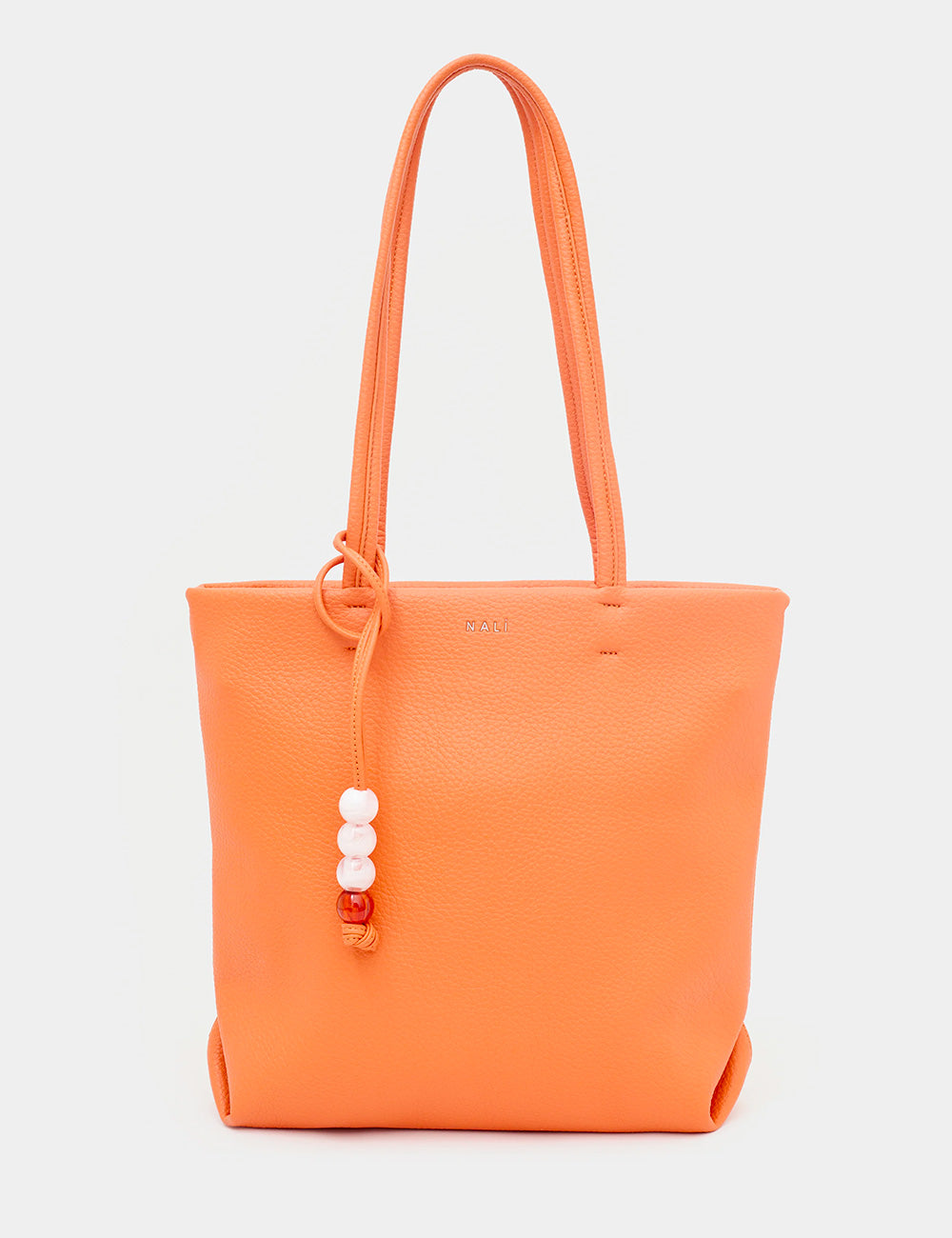 Borsa Nalì A Spalla Toronto Small Arancio in pelle arancione con charm bianco e rosso