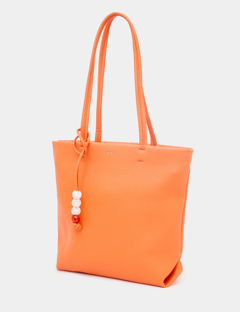 Borsa Nalì A Spalla Toronto Small Arancio in pelle arancione con manici e nappa perline