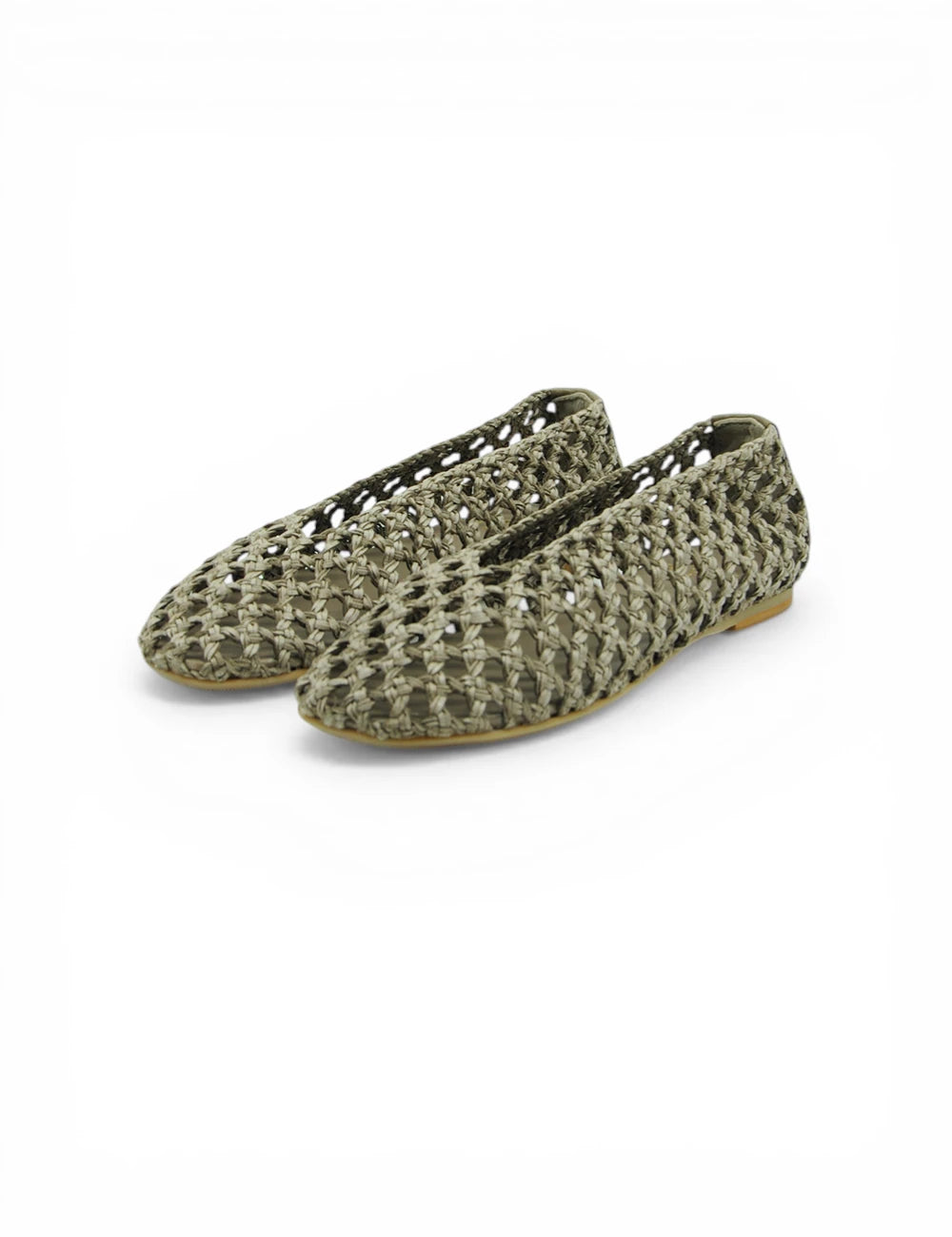 Niche Ballerina Tortora: ballerine verde oliva intrecciate con suola tortora