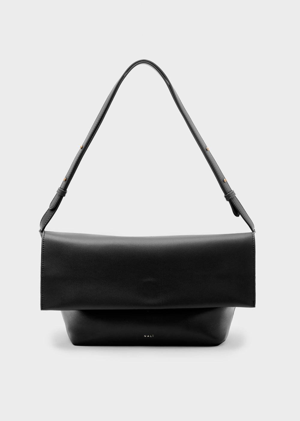 Black leather shoulder bag nalì a spalla teda nero with sleek minimalist design and subtle brand logo at base