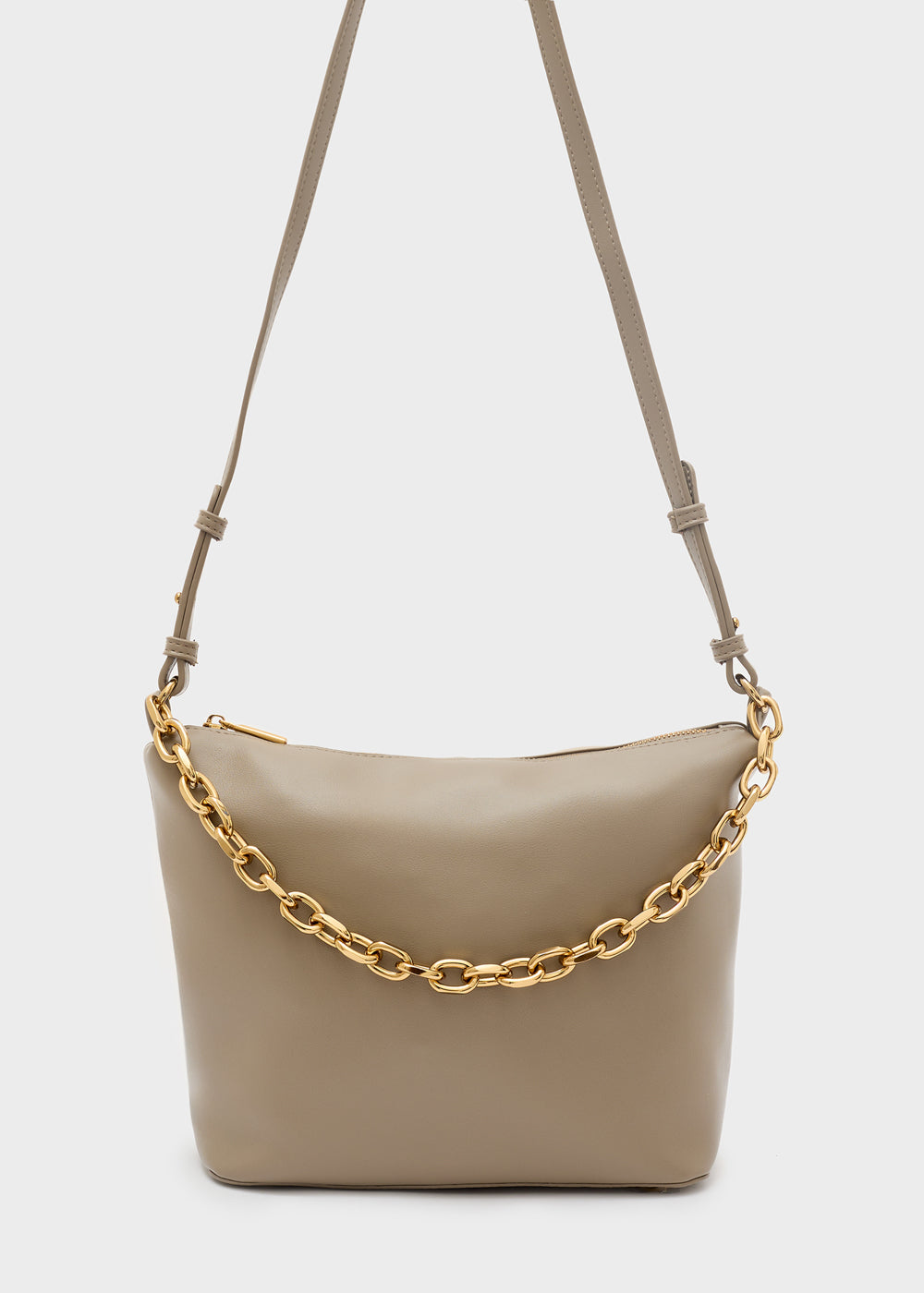 Beige borsa a tracolla in pelle nalì a spalla teda catena tortora con tracolla a catena oro tono