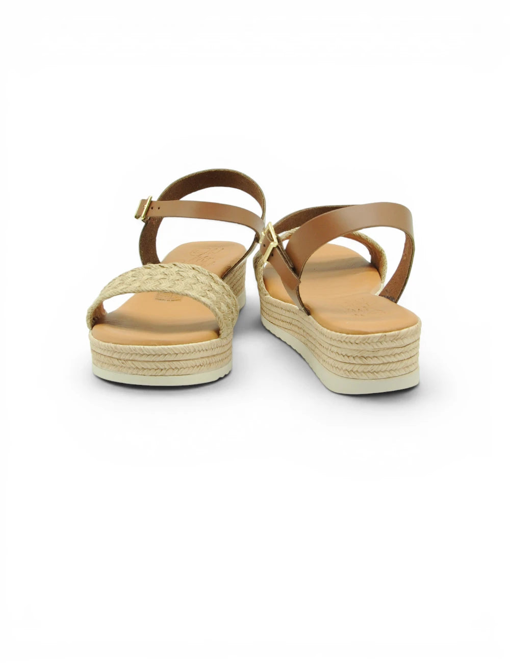 Sandali espadrillas oh my sandals roble con cinturino in pelle marrone e zeppa in corda intrecciata