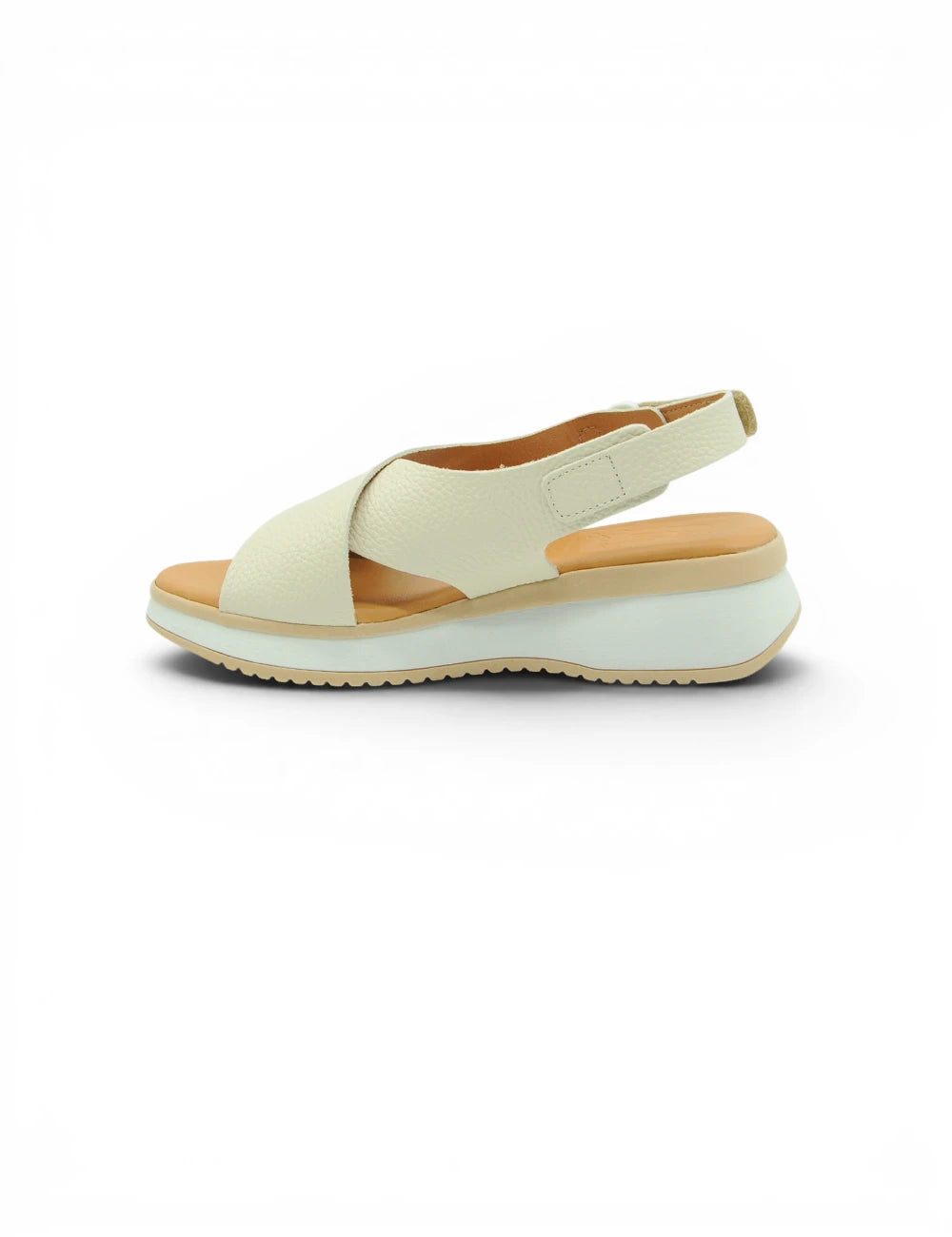 Cream-colored platform sandal oh my sandals sandalo soraya hielo with soft leather upper and tan insole