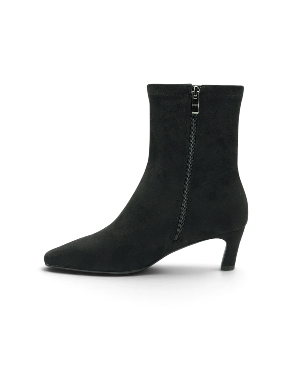 Stivaletto pedro anton in suede nero con punta appuntita e tacco basso in pelle scamosciata nera