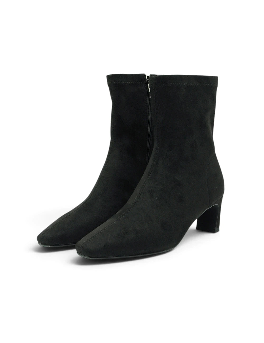 Black suede ankle boots with square toe and low block heel pedro anton stivaletto suede nero