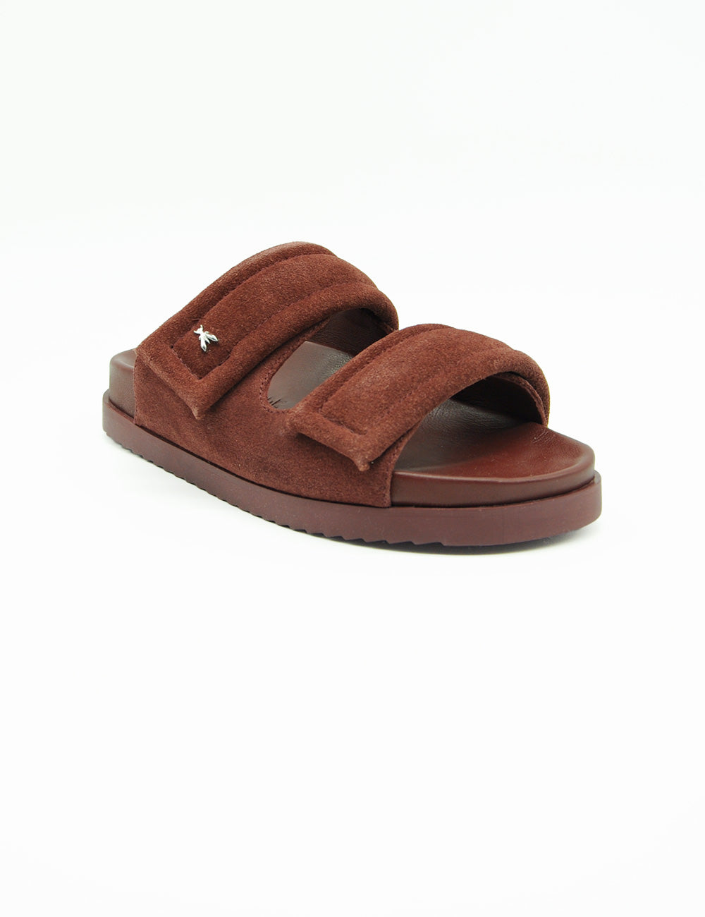 Ciabatta Patrizia Pepe in suede marrone con due cinghie larghe
