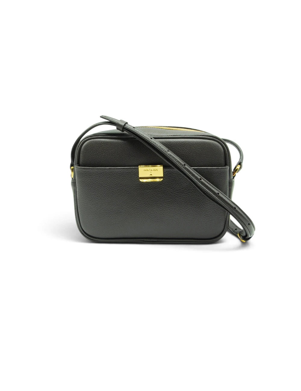 Patrizia pepe tracolla all day craft brown borsa a tracolla in pelle nera con chiusura rettangolare e dettagli oro