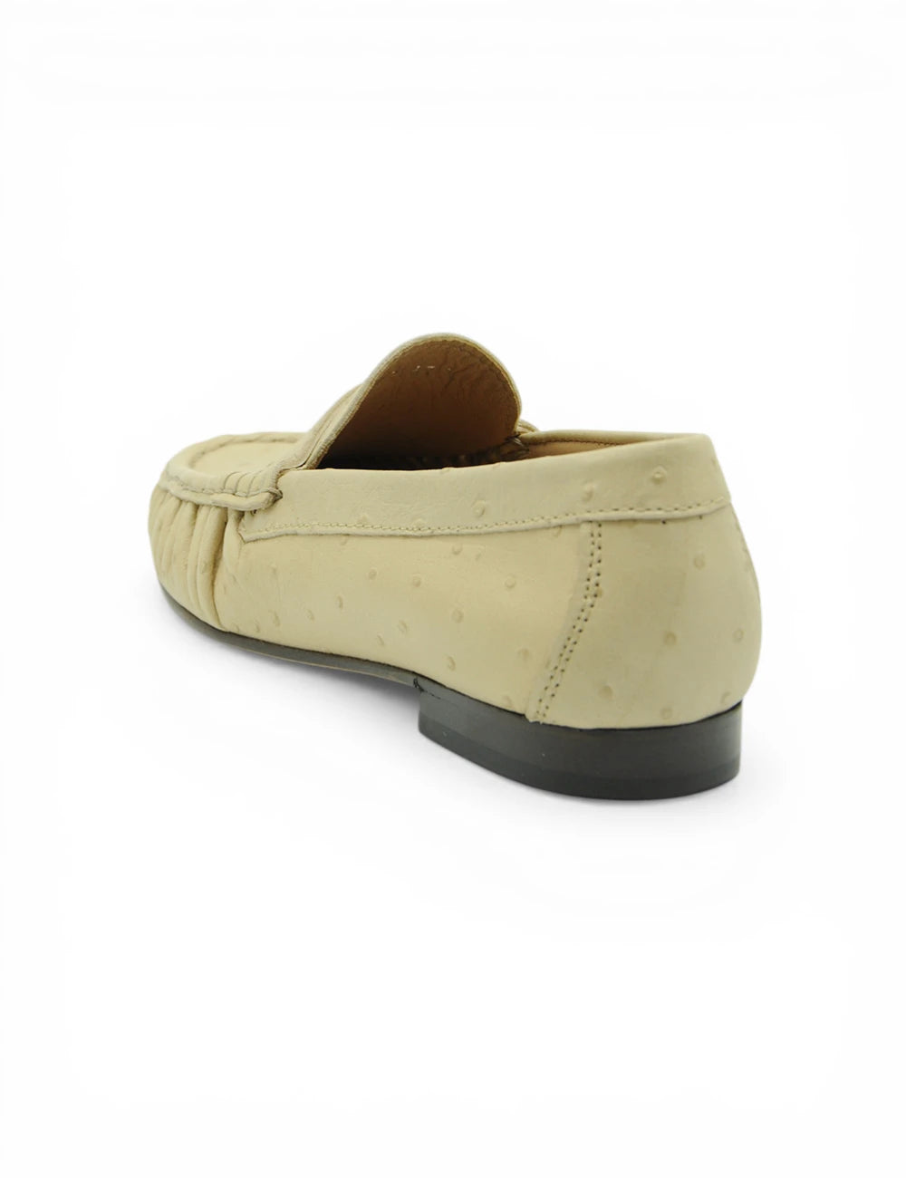 Mocassino POEVE Struzzo Beige in pelle beige con suola nera in cuoio