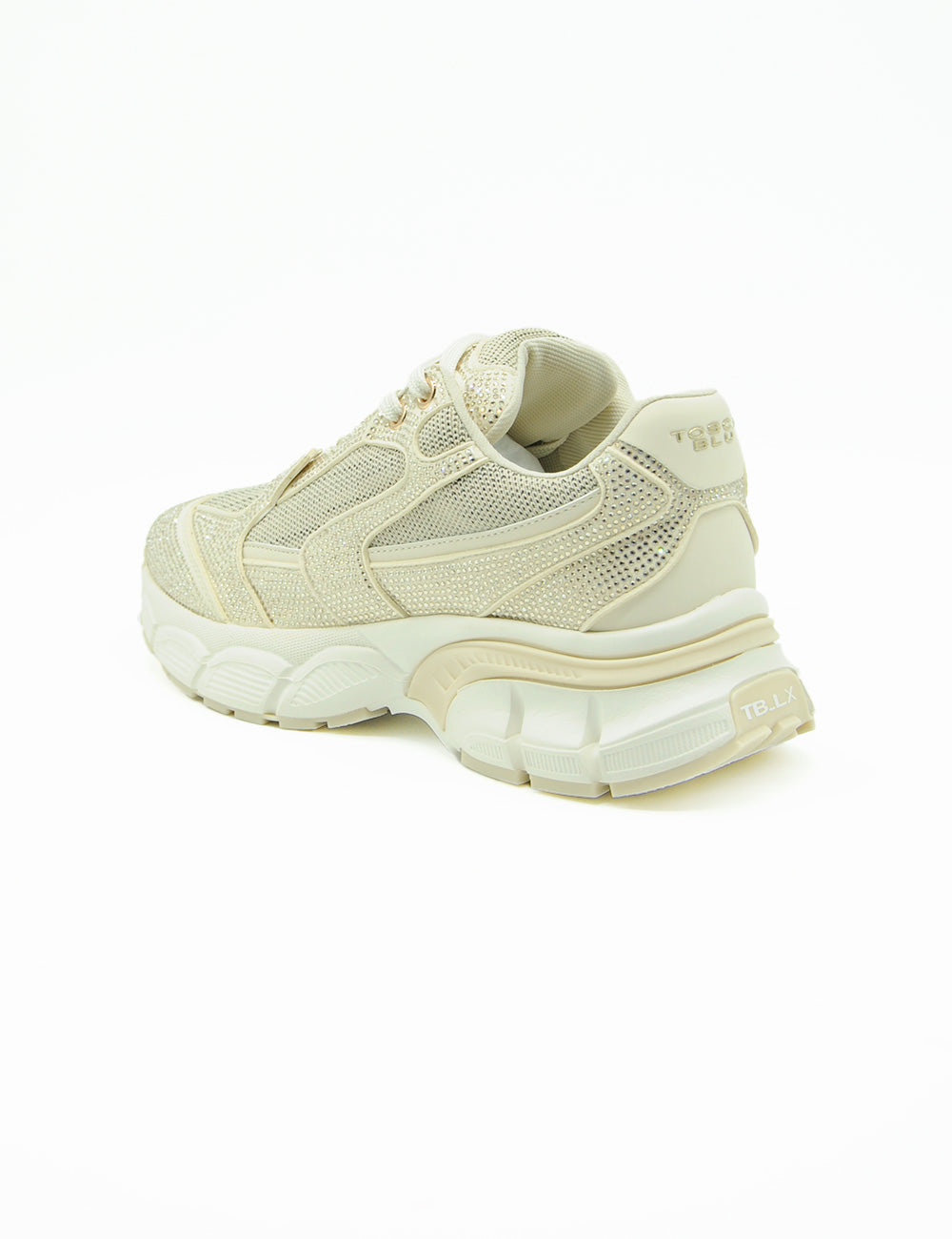 Sneaker Tosca Blu Runner Mirabel Beige in mesh e pelle sintetica crema con suola chunky bianca