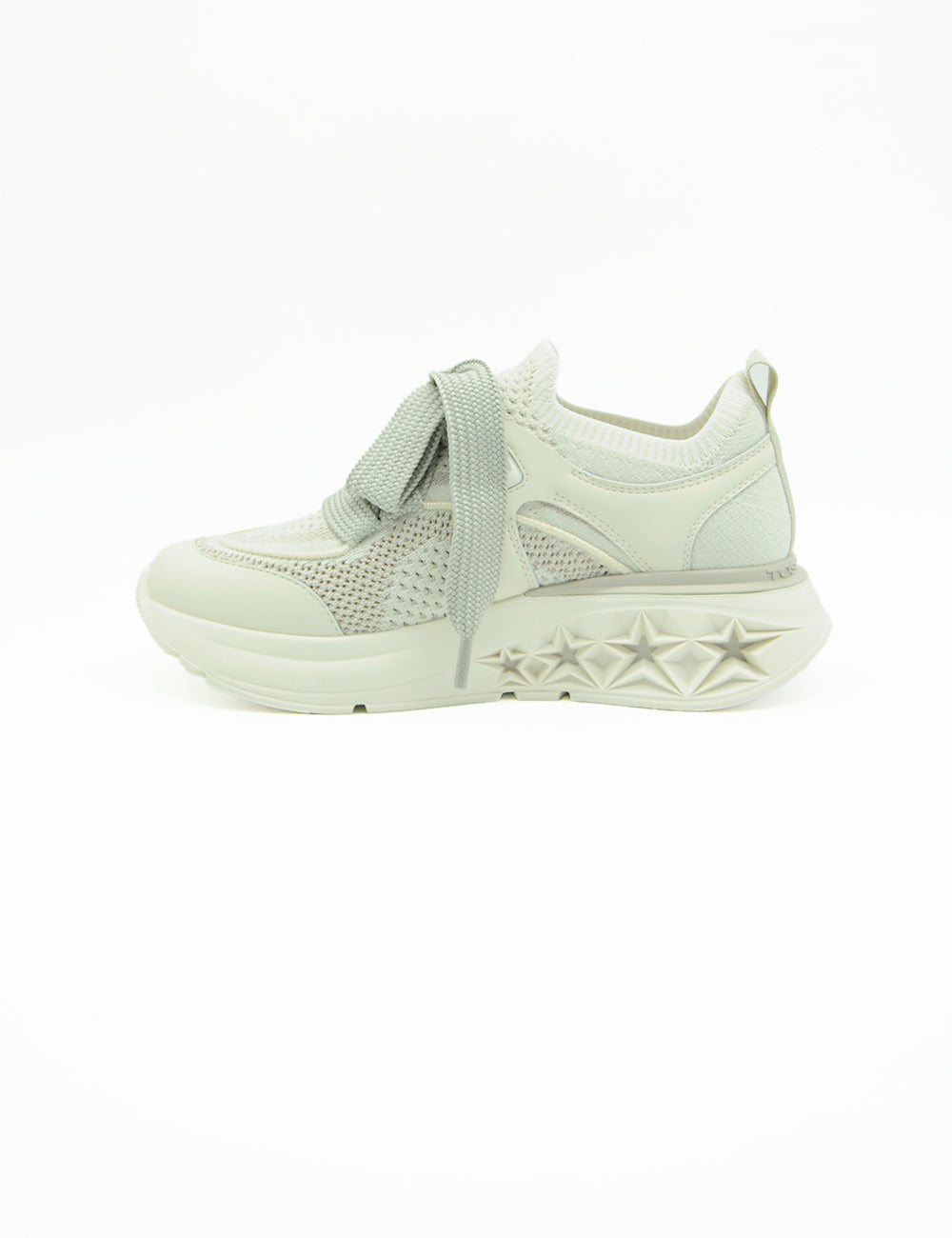 Sneaker Tosca Blu Runner Stella Beige in verde chiaro con suola platform stellata