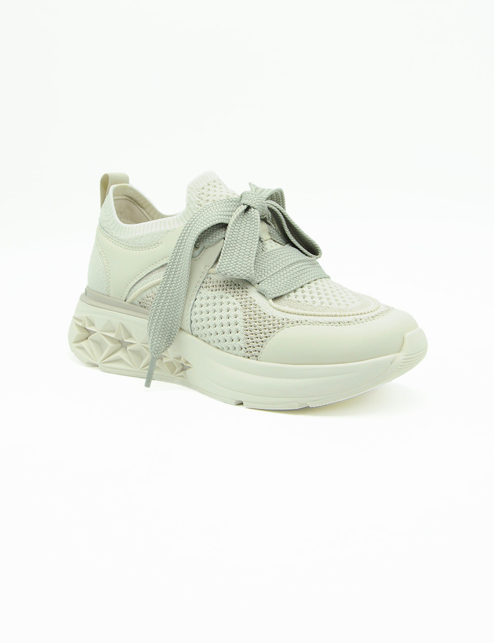 Sneaker Tosca Blu Runner Stella Beige grigio chiaro mesh e suola chunky
