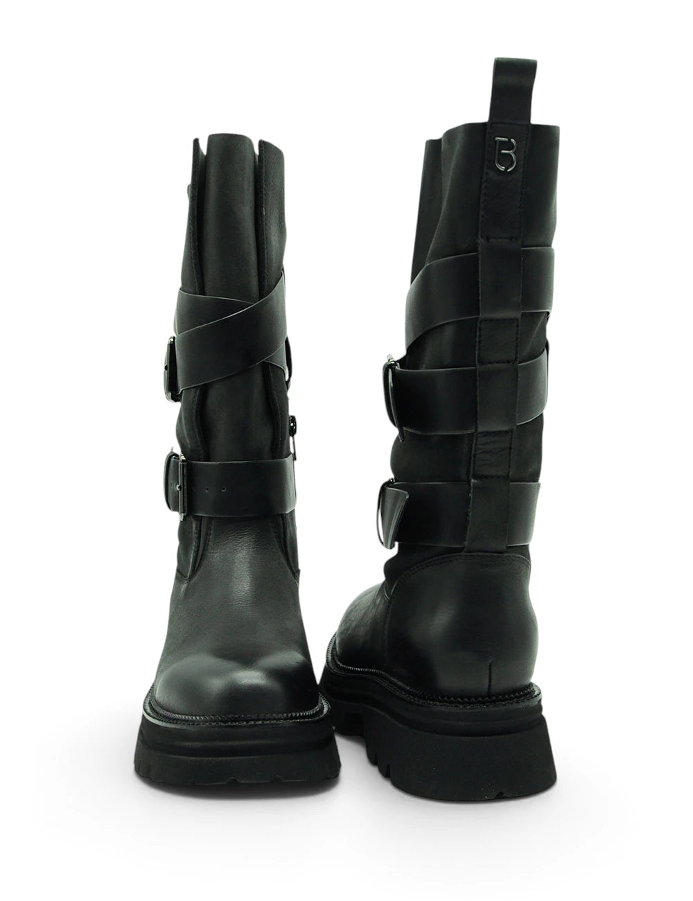 Tosca blu stivale mary nero stivale nero in pelle con fascia intrecciata e suola chunky