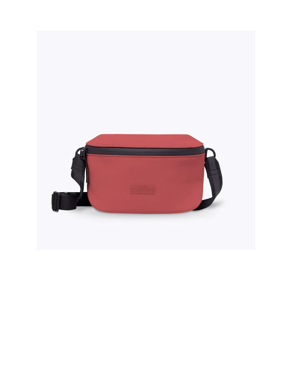Borsa a tracolla rettangolare rossa ucon acrobatics jona aloe hibiscus con zip nera e tracolla regolabile