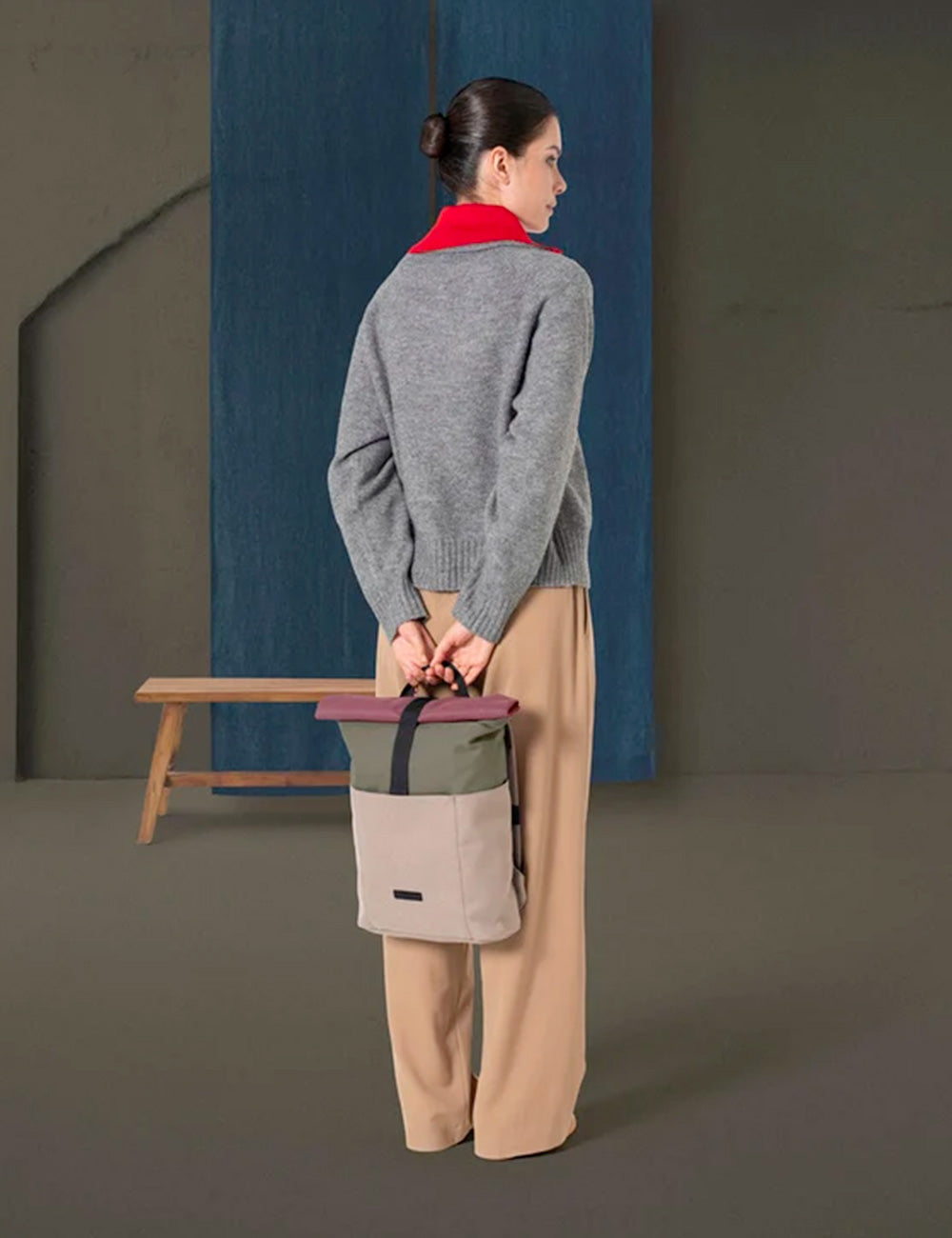 Zaino in tela multicolore moderno ucon acrobatics hajo olive dark sand con design strutturato e spallacci neri