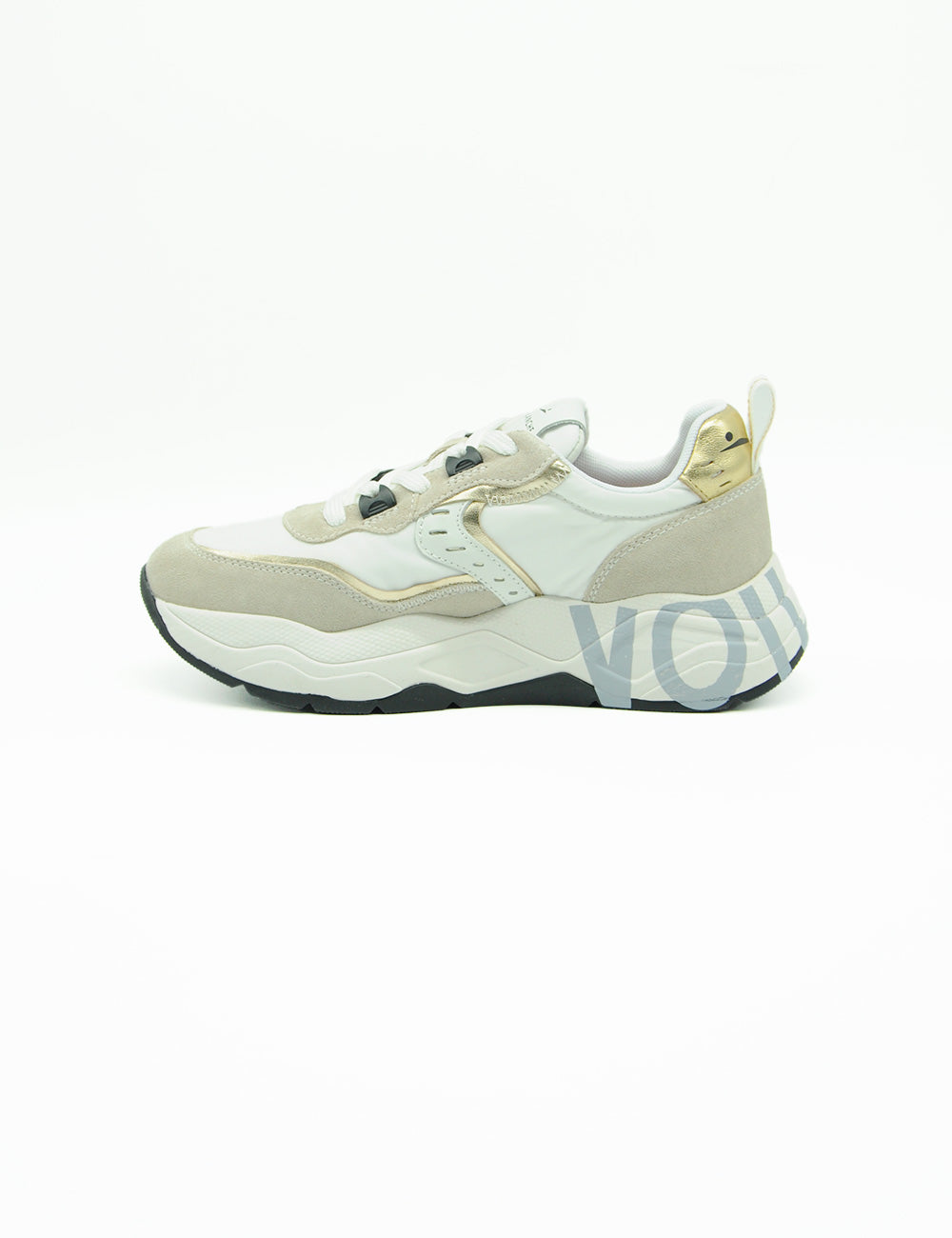 Sneaker Voile Blanche Club105 bianco platino con accenti dorati