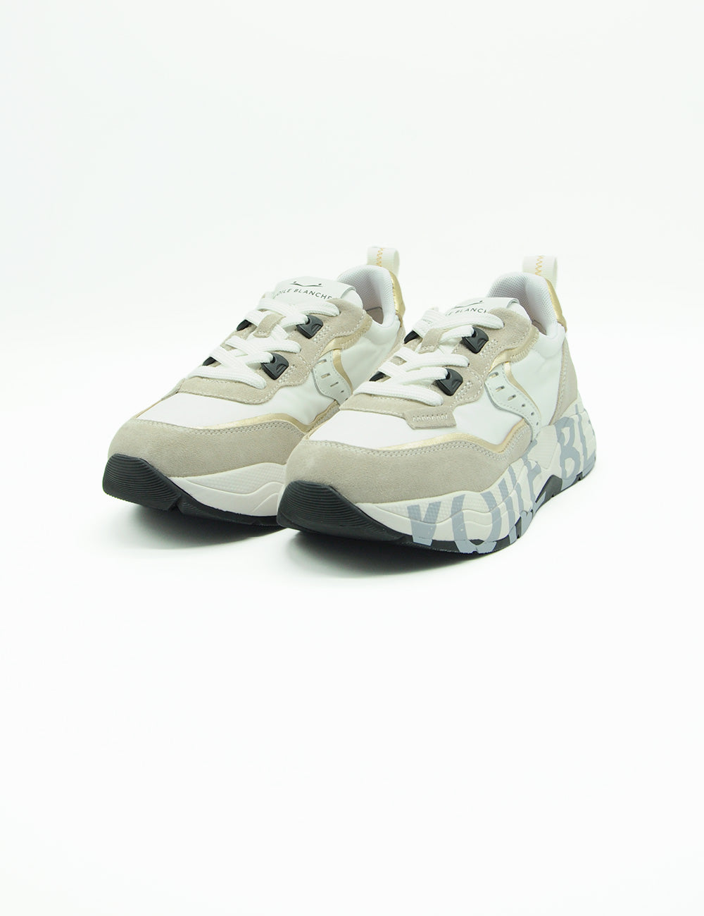 Sneakers Voile Blanche Club105 bianche platino con grafica you