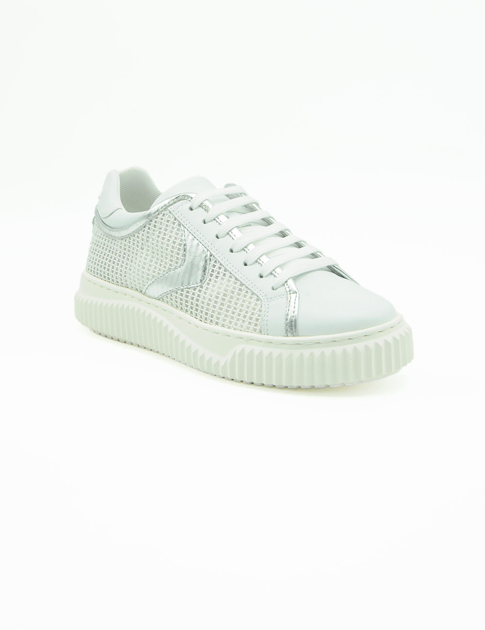 Sneaker Voile Blanche Herika bianca con accenti argento e suola chunky