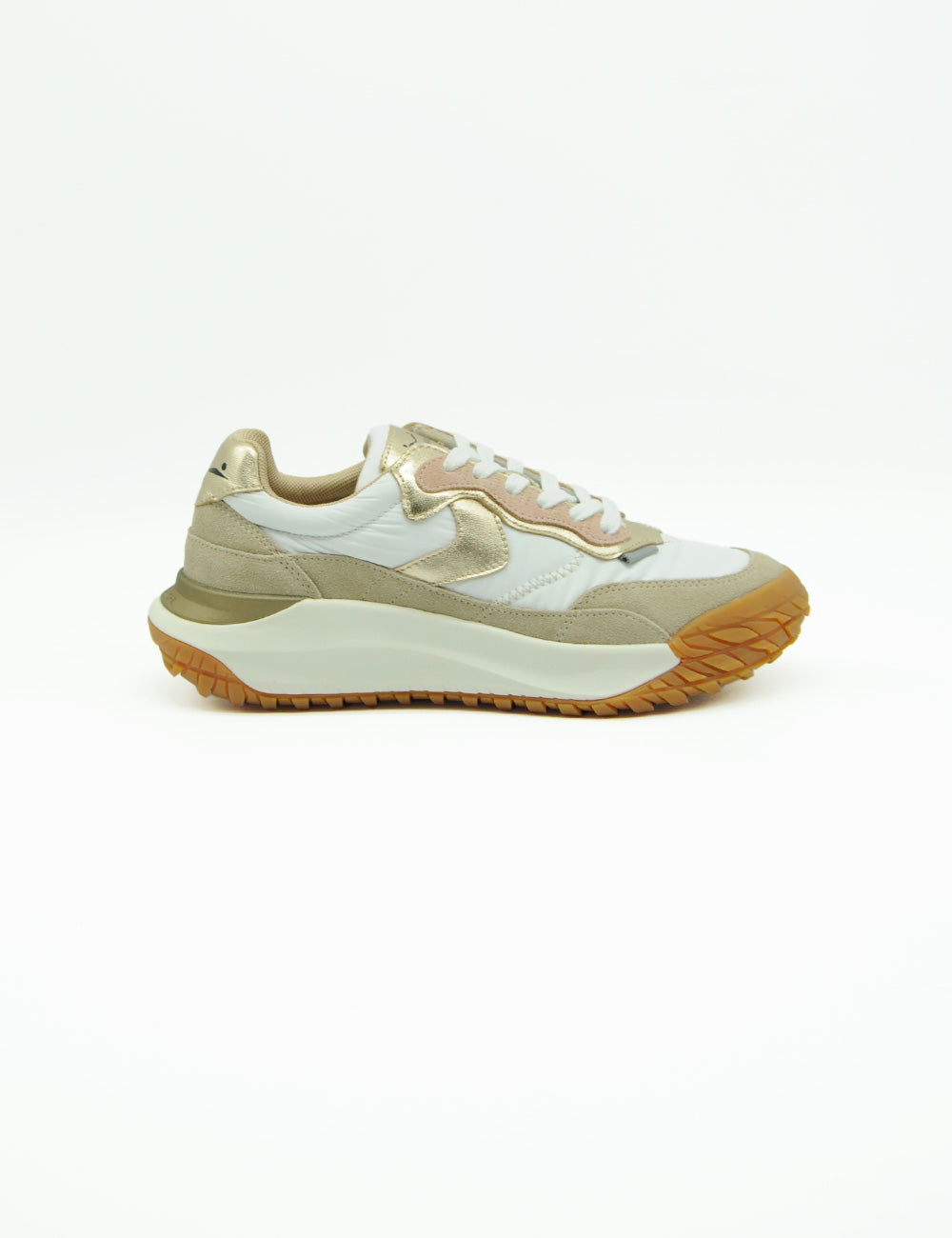 Sneaker Voile Blanche Club Act Light Beige bianco oro con suola chunky