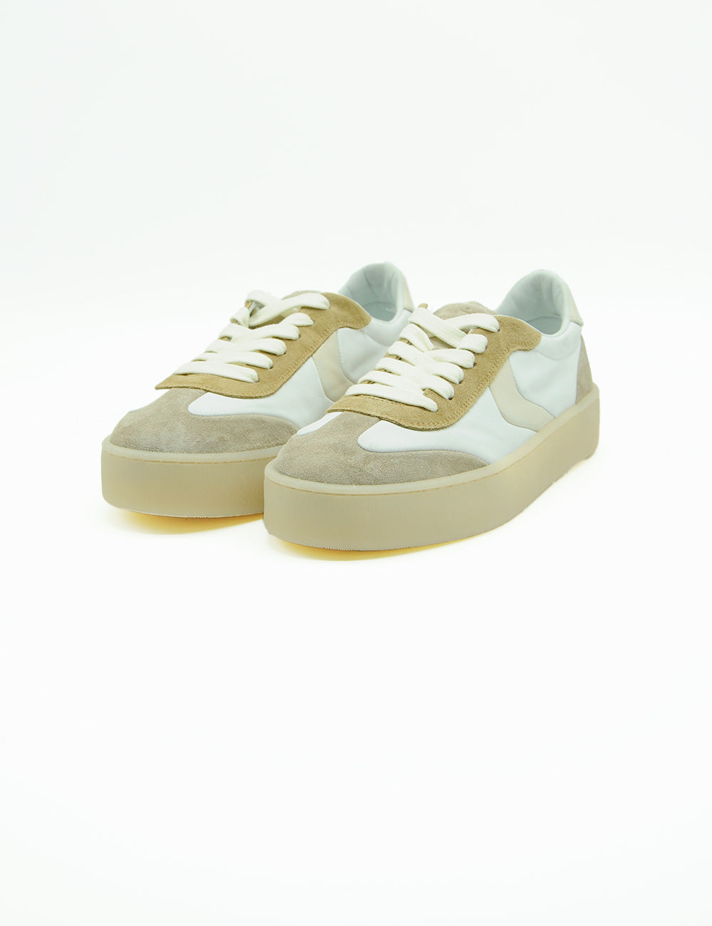 Sneakers Voile Blanche Mind Light Beige in suede e canvas beige e bianco
