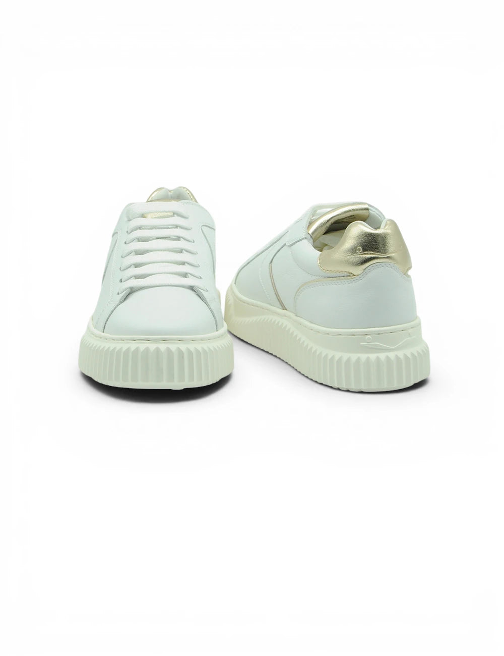 Sneaker voile blanche lipari in pelle bianca con tallone dorato e suola in gomma rigata